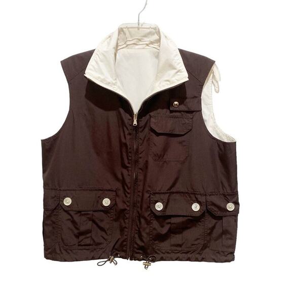 Ralph Lauren LRL Vest Reversible Brown Cream Pockets Old Money Riding Size Large - Picture 1 of 9